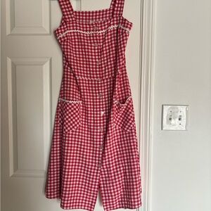 Vintage French Red Gingham RicRac Dress
